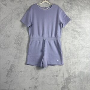 Nike Sportswear Fleece Romper Lavender Purple Short Sleeve Zip Back